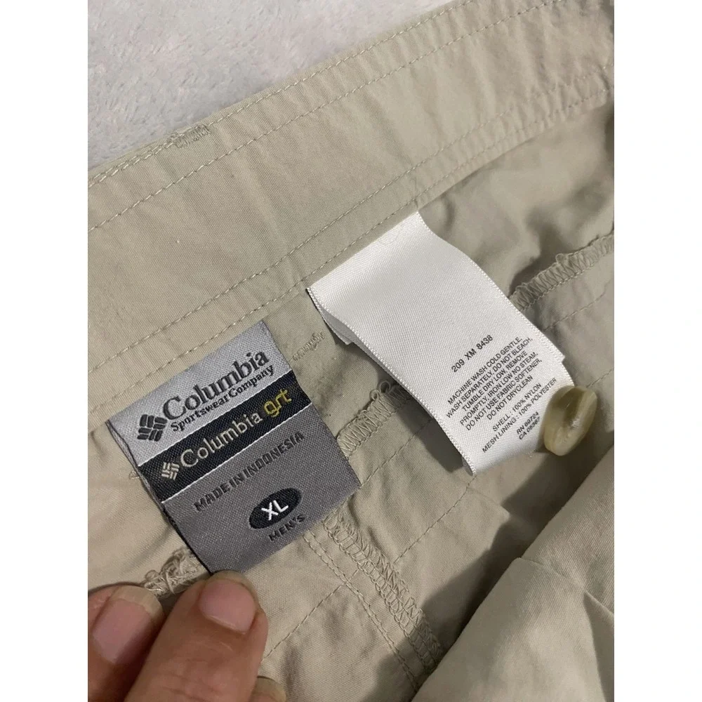 Columbia‎ Grt Pants Mens XL Beige Nylon Convertible Hiking Outdoor Cargo Pockets